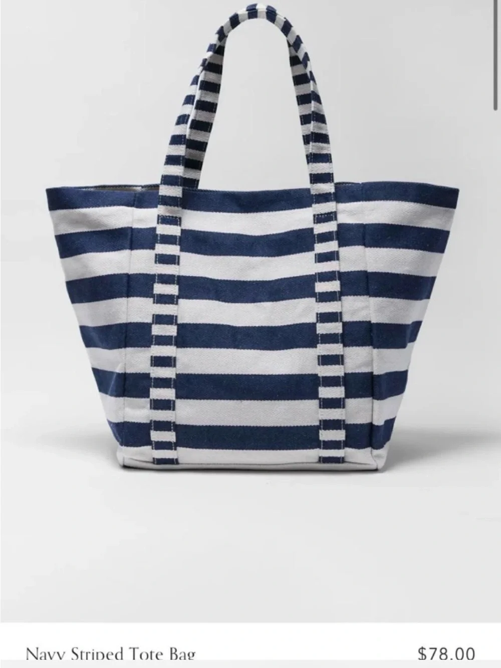 AVARA Navy and Cream Striped Canvas Tote